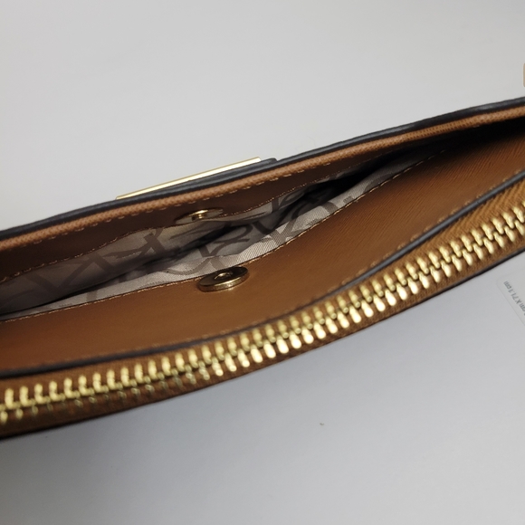 CK Calvin Klein Logo Wristlet w/Strap Zipper Closure - Brown - Picture 9 of 9